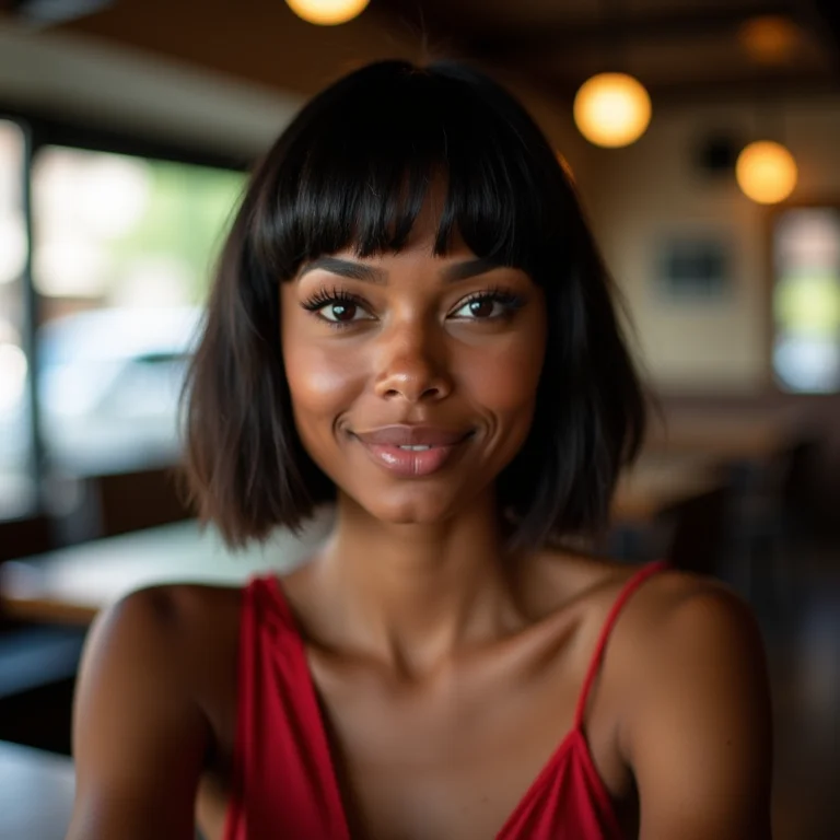 Mulher com corte micro bob