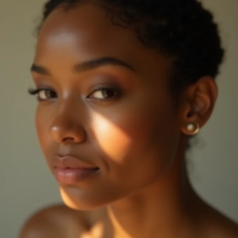 Mulher com pele lisa, luminosa e saudável.