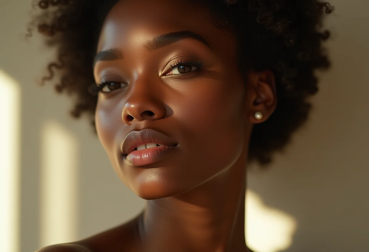 Mulher com pele radiante mostrando os benefícios de cosméticos naturais