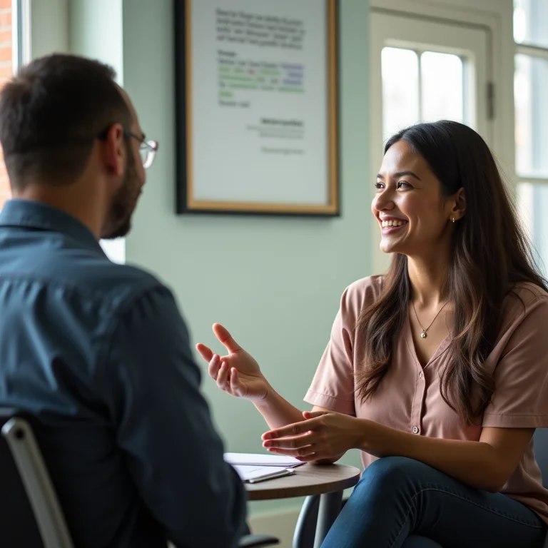 Mulher consultando profissional de educação física