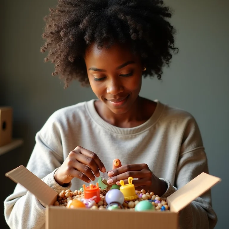 Mulher criando uma caixa explosiva personalizada