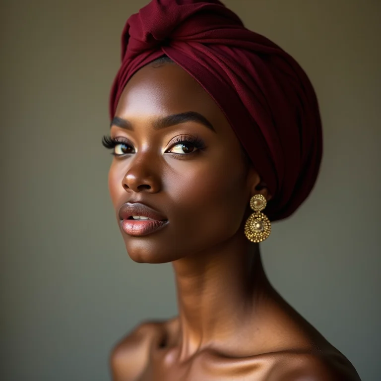Mulher elegante com turbante para festa