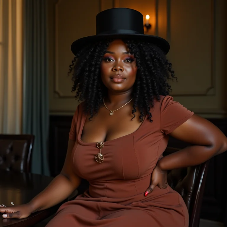 Mulher elegante com vestido e cartola