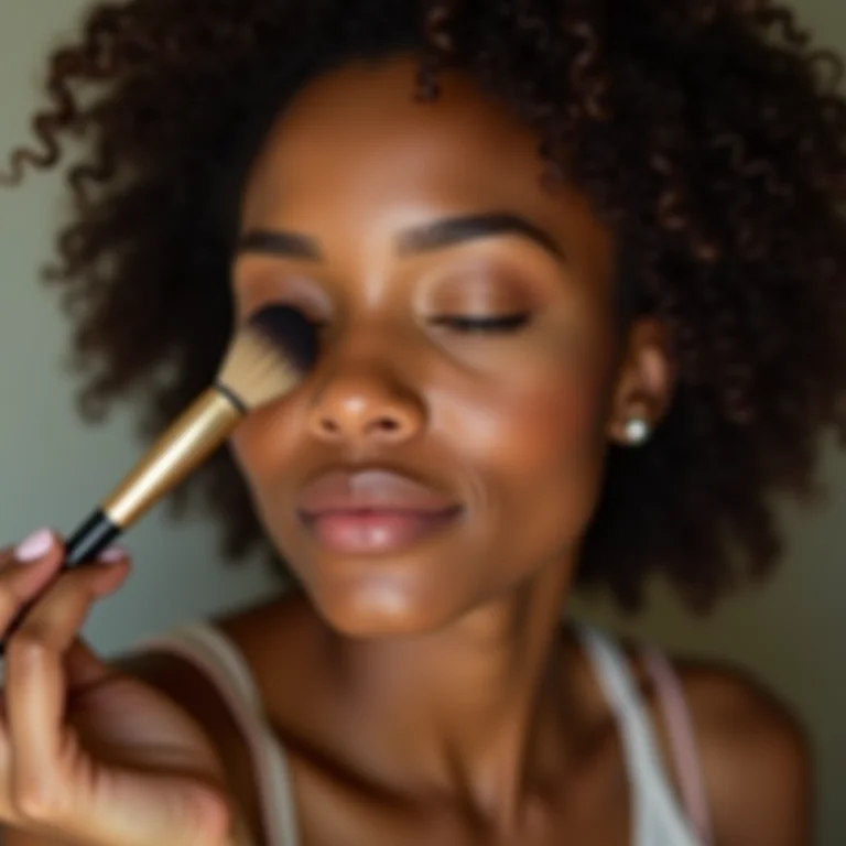 Mulher esfumando a sombra nos olhos