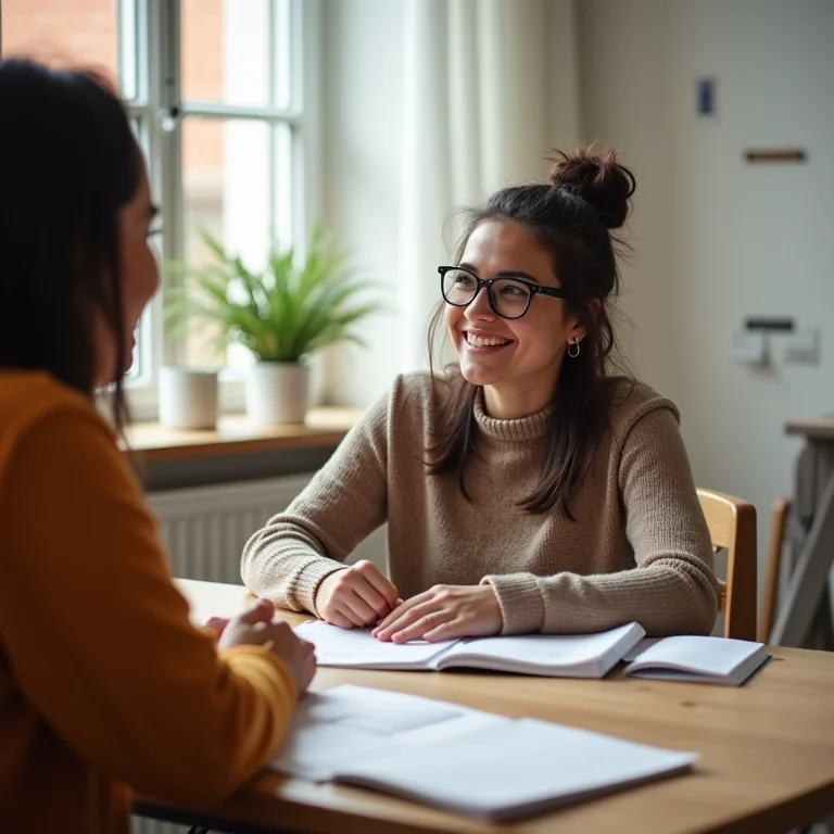 Mulher fazendo curso rápido de idioma para viagem.