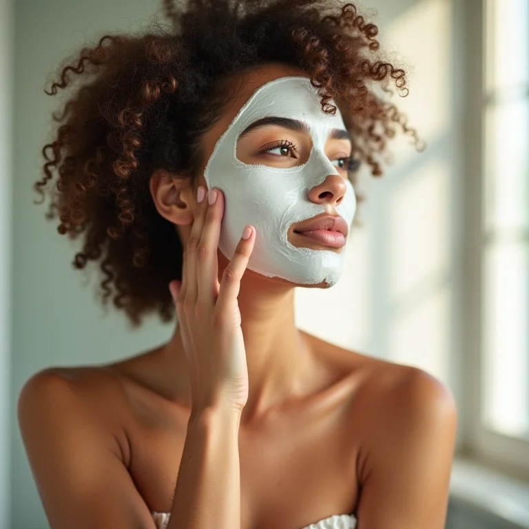 Mulher hidratando o cabelo com máscara capilar