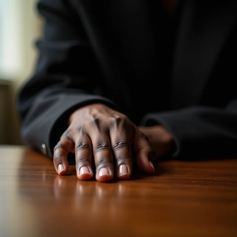 Mulher negra batendo na madeira