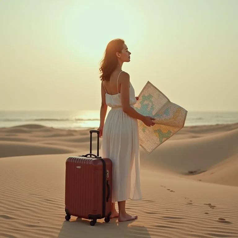 Mulher olhando um mapa em Mascate