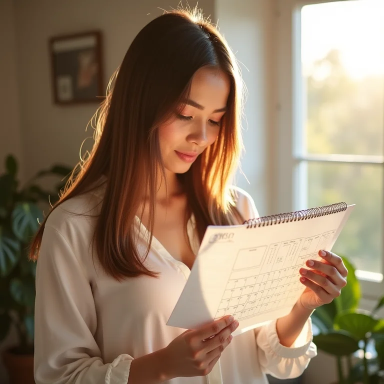 Mulher organizando cronograma capilar