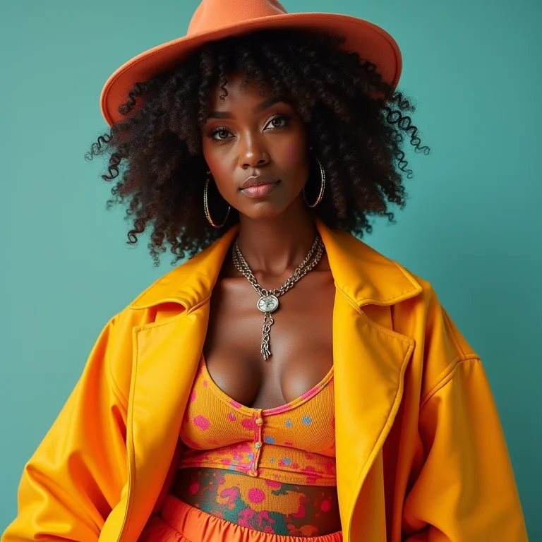 Mulher ousada com um look experimental.