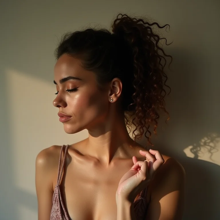 Mulher prendendo o rabo de cavalo sem apertar