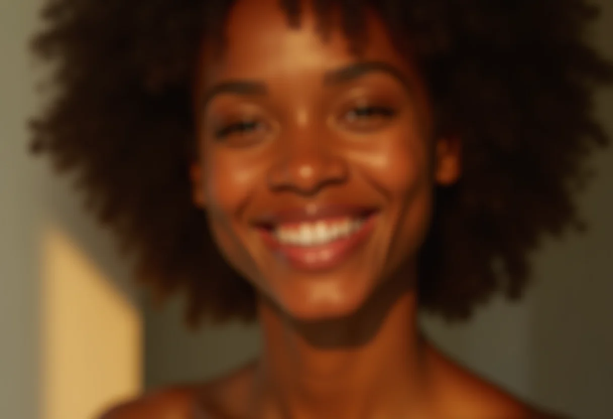 Mulher radiante com pele jovem e saudável.