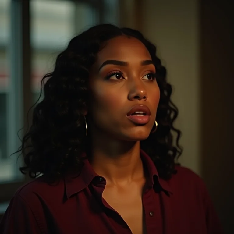 Mulher respirando fundo antes de entrar em evento