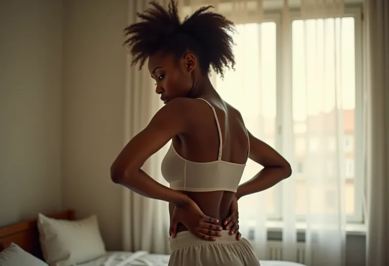 Mulher sentindo dor nas costas