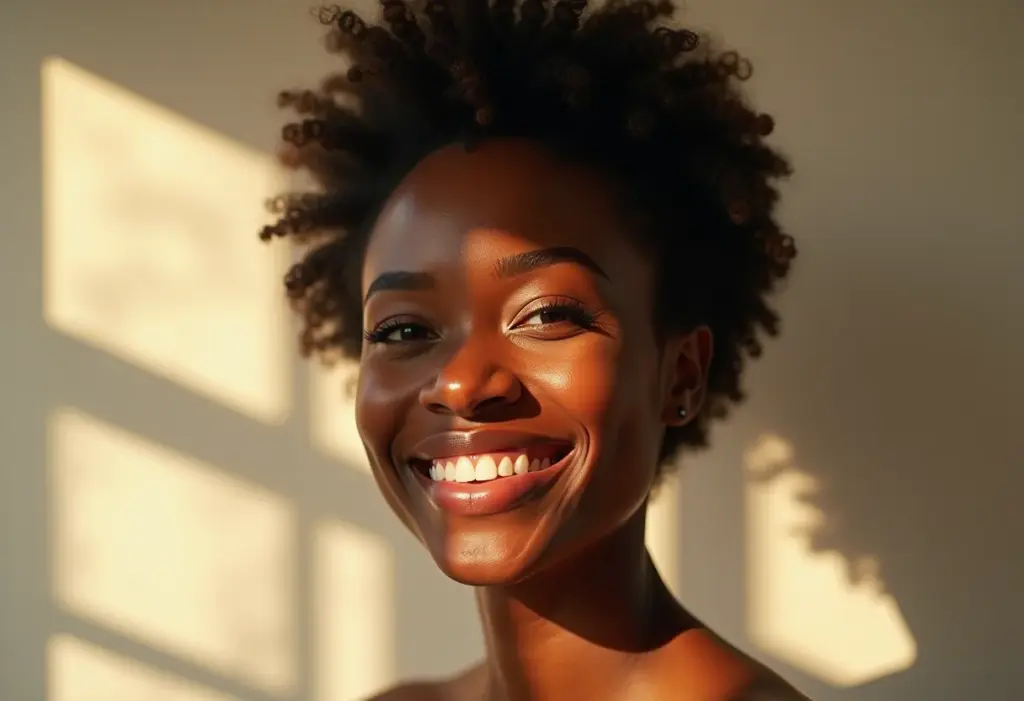 Corte de cabelo: o segredo para rejuvenescer sem plástica Mulher sorrindo com cabelo bem cuidado e pele radiante