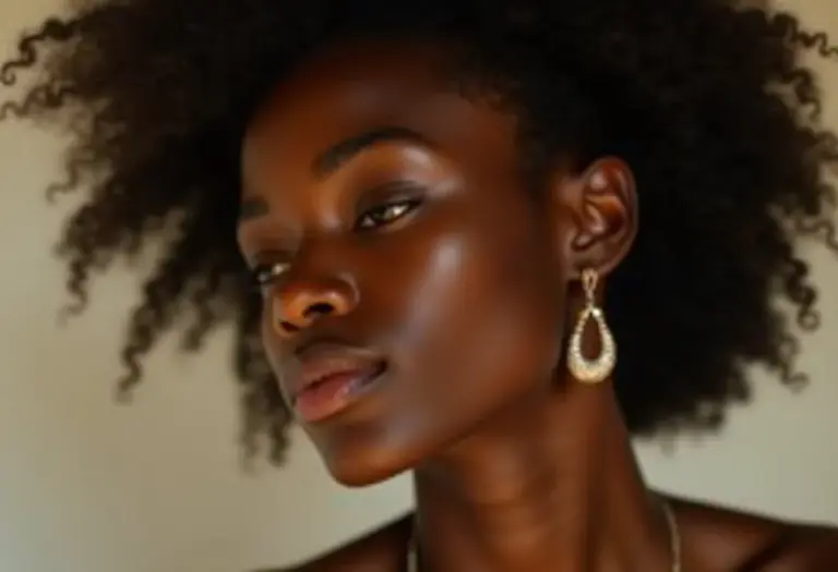 Mulher sorrindo usando brincos delicados