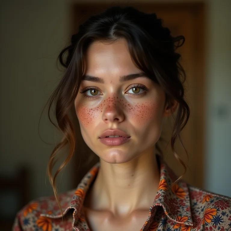 Mulher usando muitas estampas conflitantes