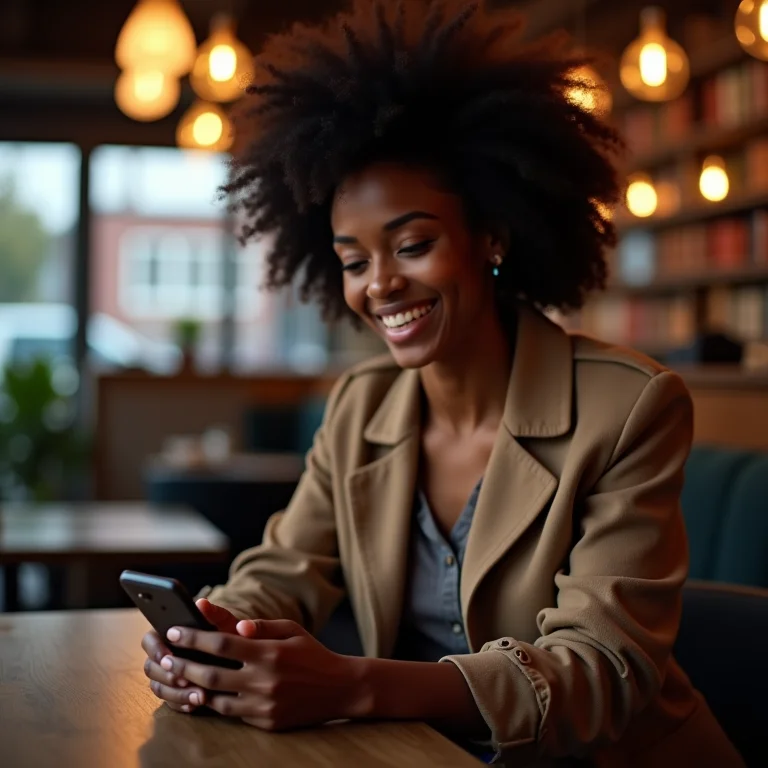 Mulher usando redes sociais para networking