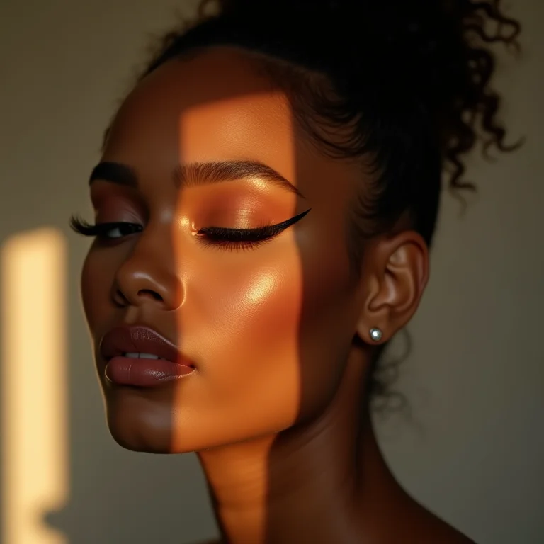 Mulher usando sombra como delineador