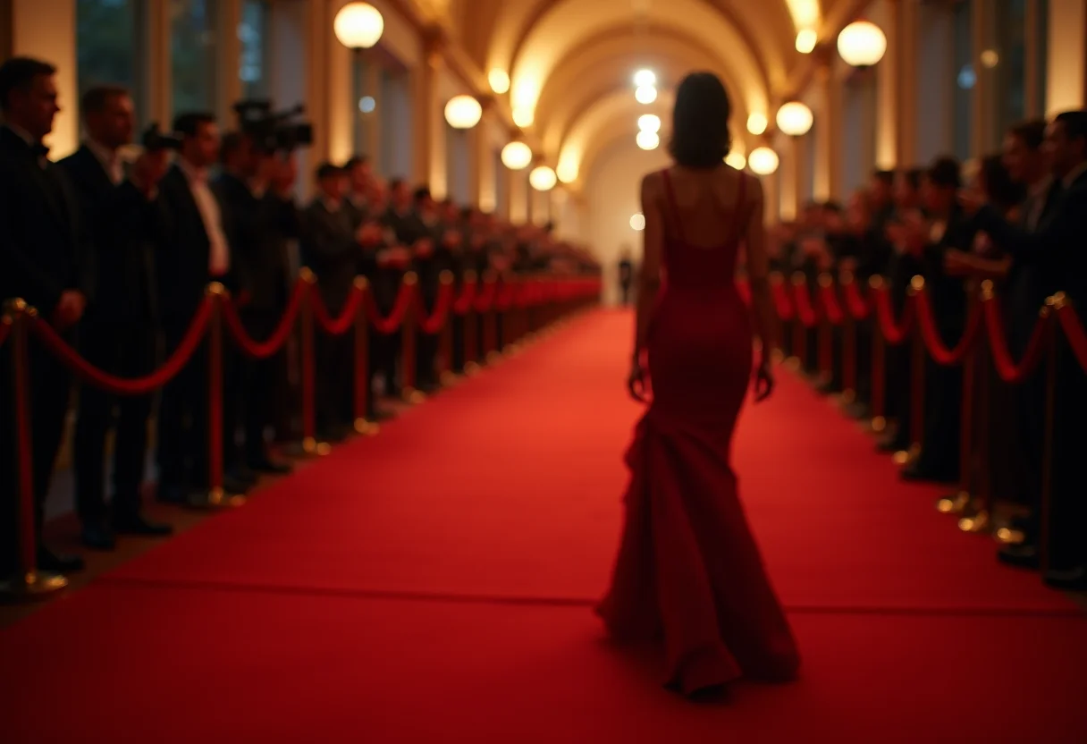 Mulheres deslumbrantes em vestidos de gala no tapete vermelho do Oscar 2025