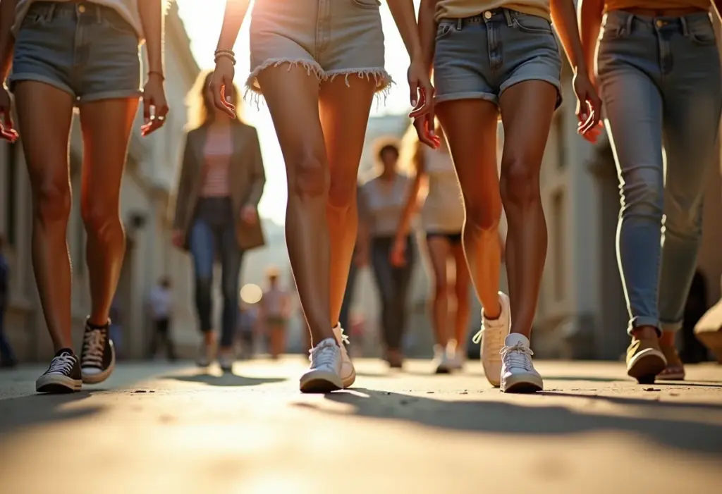 Sapatos casuais: O guia definitivo para acertar no look Mulheres estilosas usando sapatos casuais em cenário urbano ensolarado.