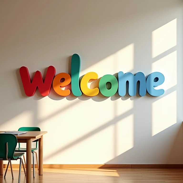 Mural de boas-vindas feito de EVA