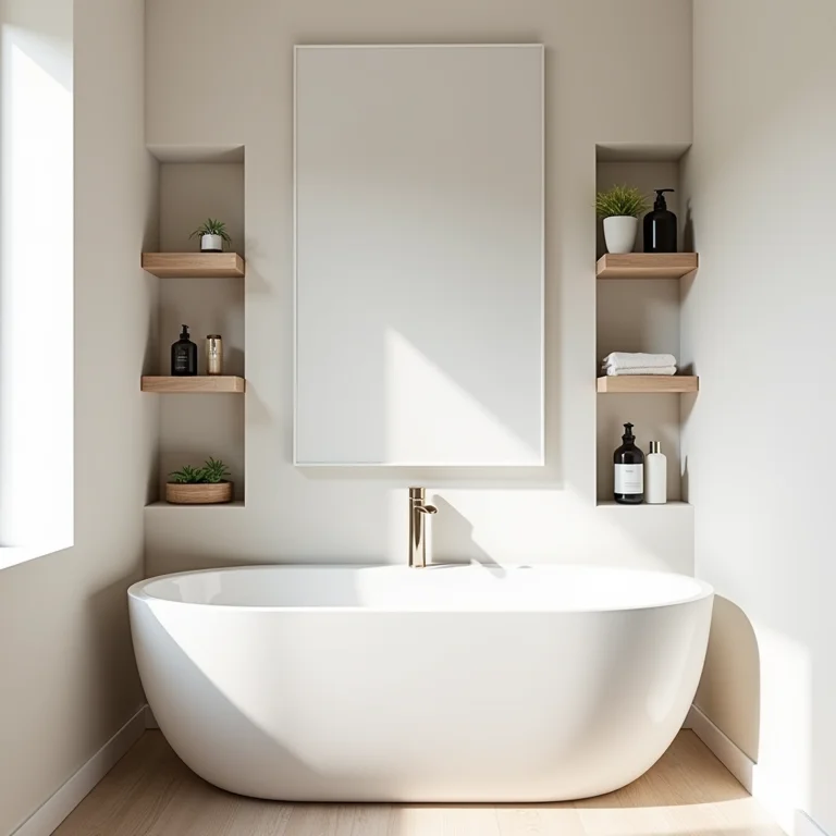 Nichos e prateleiras para organizar banheiro pequeno