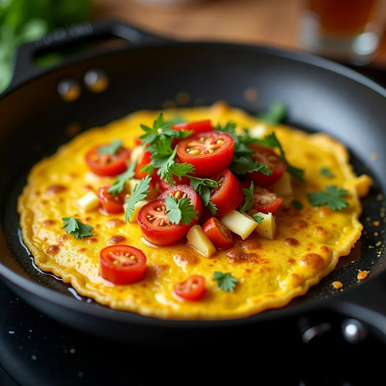 Omelete turbinado com vegetais coloridos