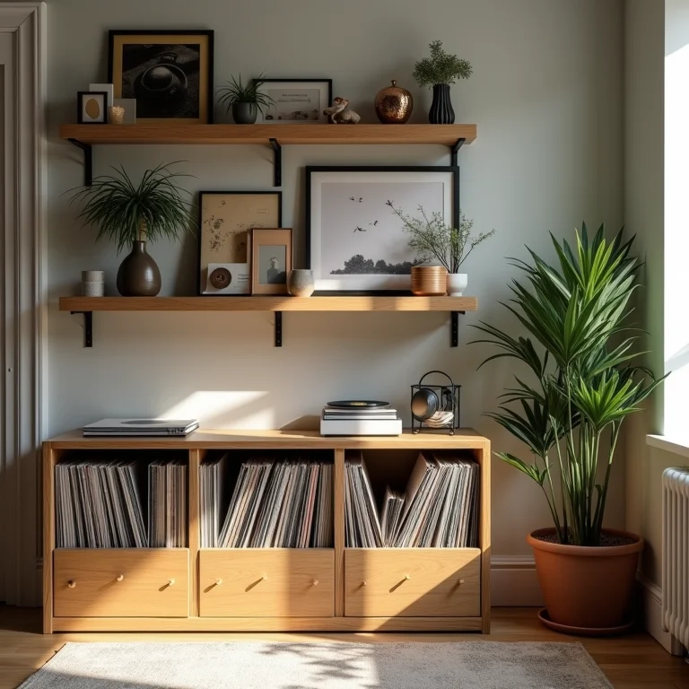 Opções de armazenamento para discos de vinil