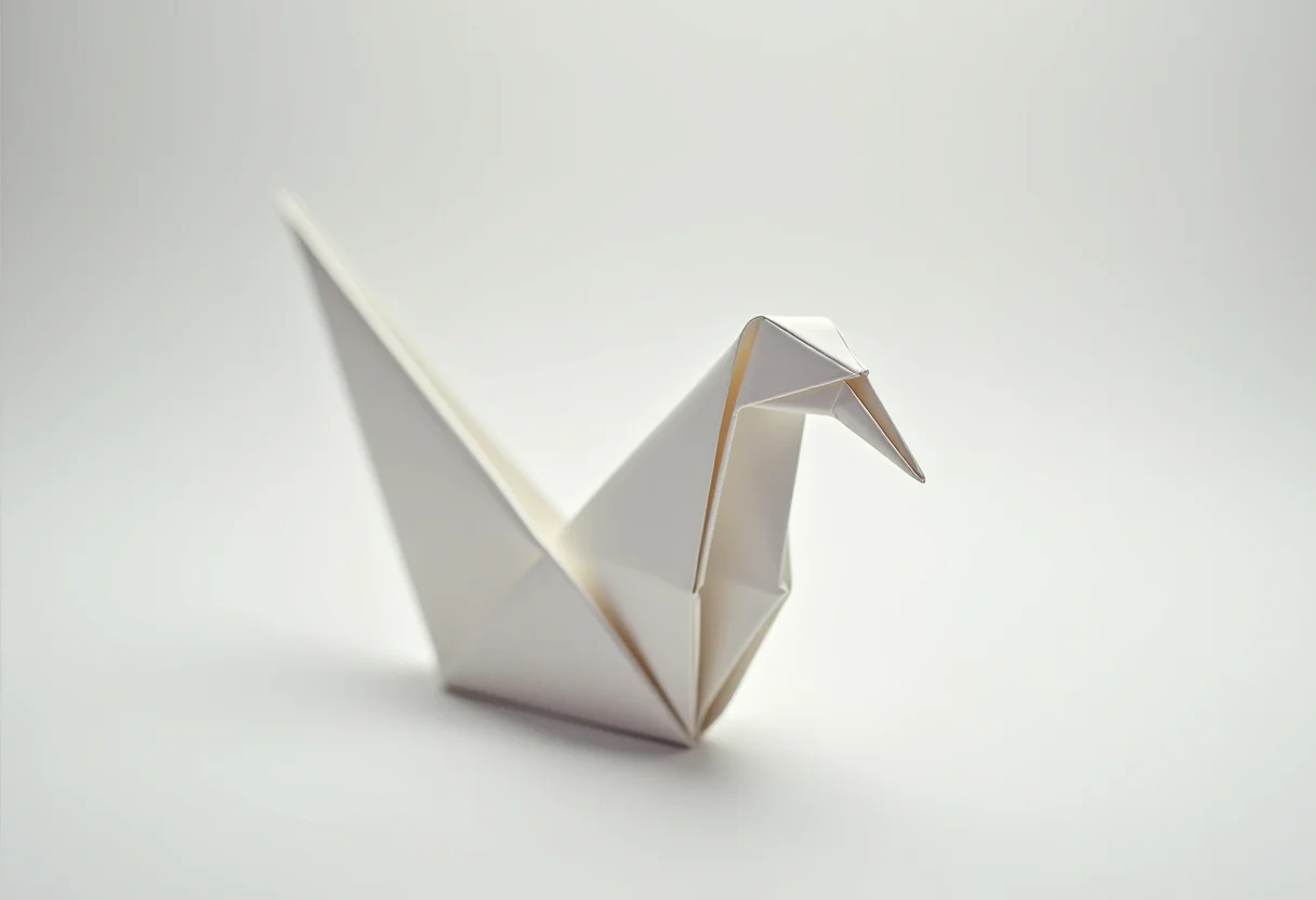 Origami Tsuru perfeito em papel delicado