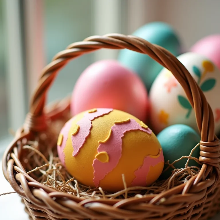 Ovos de Páscoa decorados com EVA