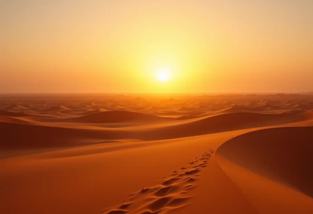 Paisagem do deserto de Omã ao pôr do sol