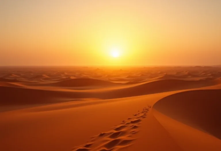 Paisagem do deserto de Omã ao pôr do sol