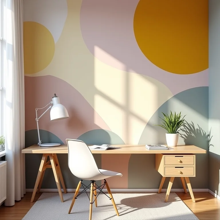 Papel de parede geométrico em um escritório moderno