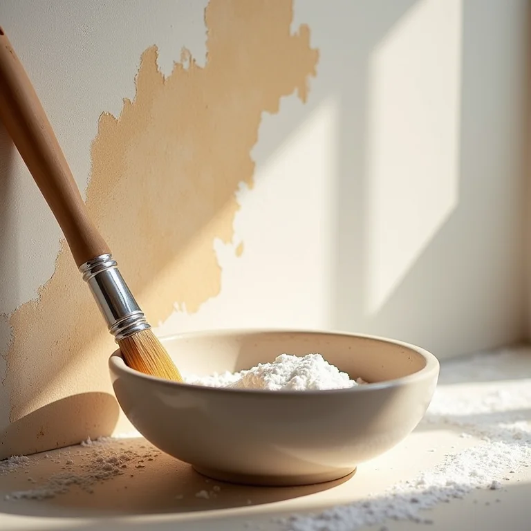 Pasta de bicarbonato sendo aplicada em mancha na parede