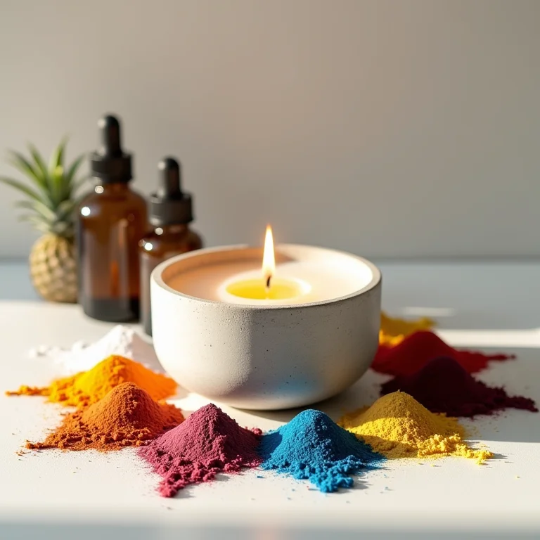 Personalizando velas de cimento com cores e aromas.