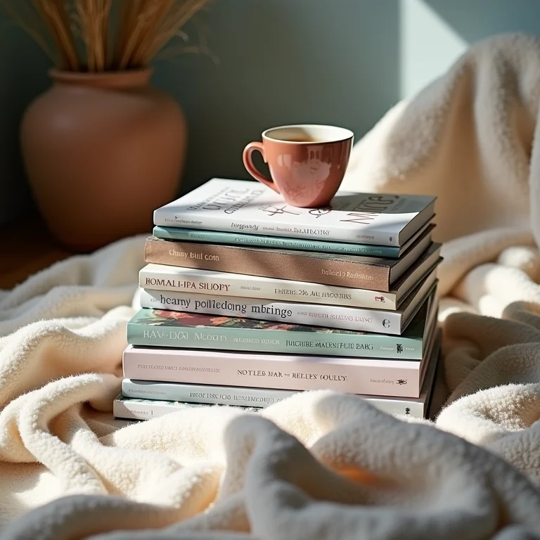 Pilha de livros e revistas sobre maternidade, representando conteúdo de qualidade