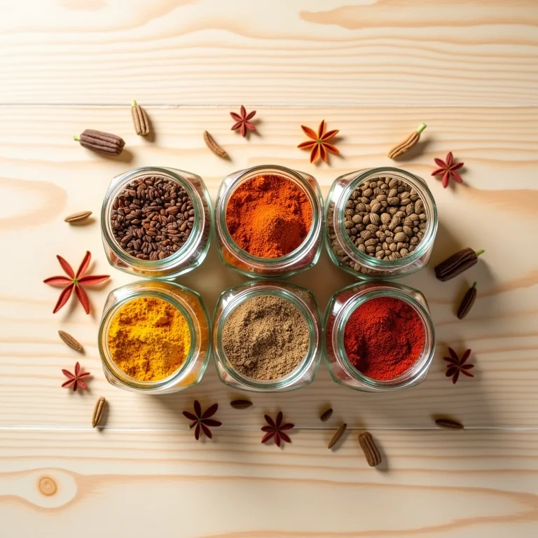 Potes de vidro organizados como porta-temperos.