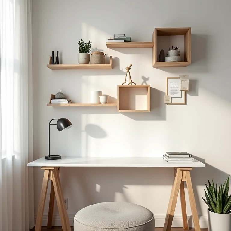 Prateleiras e nichos para otimizar o espaço vertical no quarto