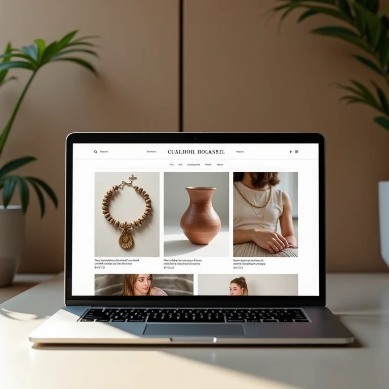 Produtos artesanais diversos exibidos em plataforma online.