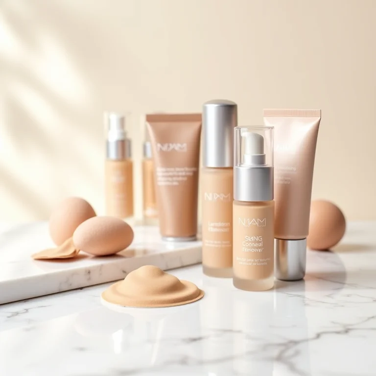 Produtos de base e corretivo para maquiagem de noiva