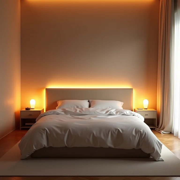 Quarto com iluminação indireta suave