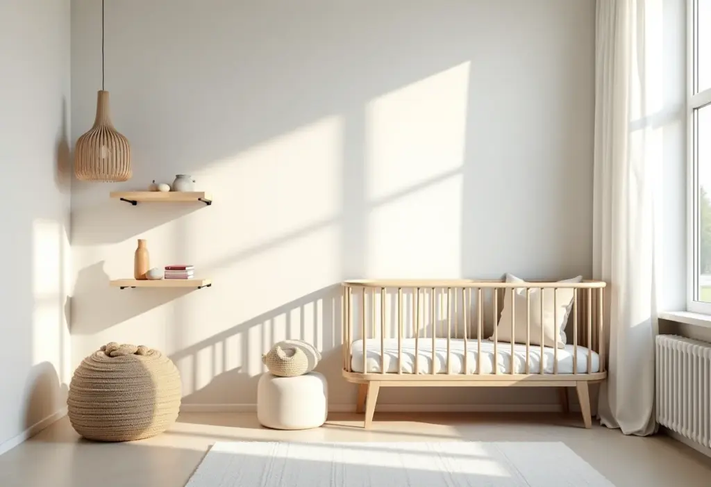 Quarto de bebê pequeno e simples decorado com estilo minimalista