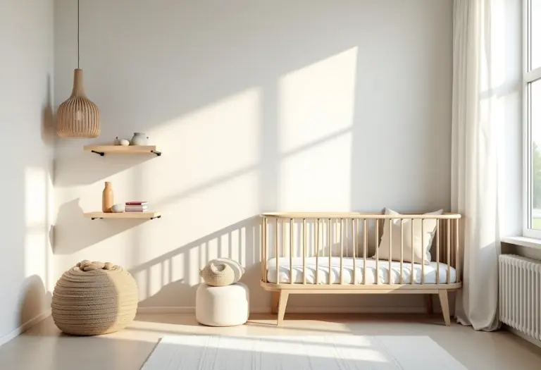 Quarto de bebê pequeno e simples decorado com estilo minimalista