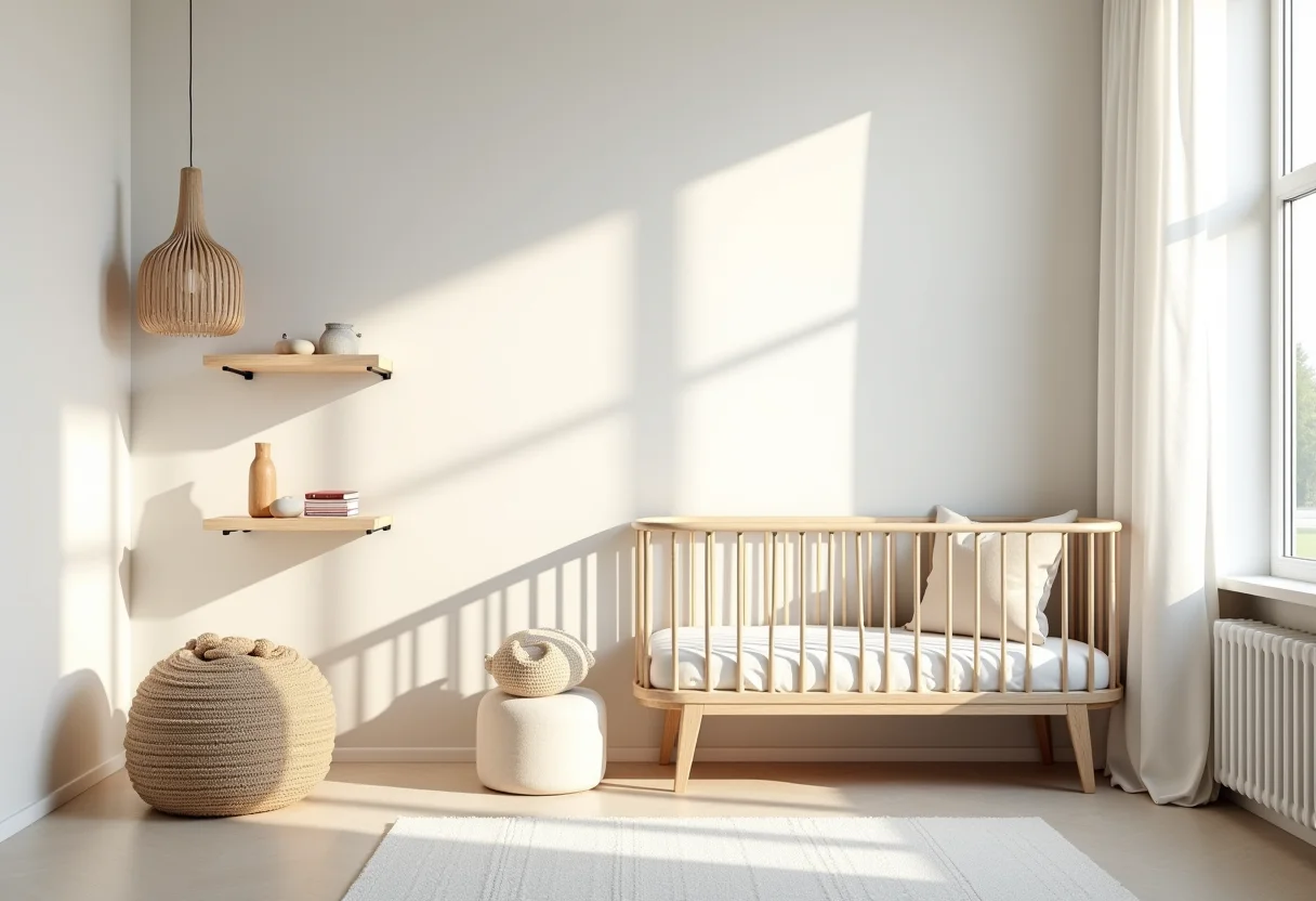 Quarto de bebê pequeno e simples decorado com estilo minimalista