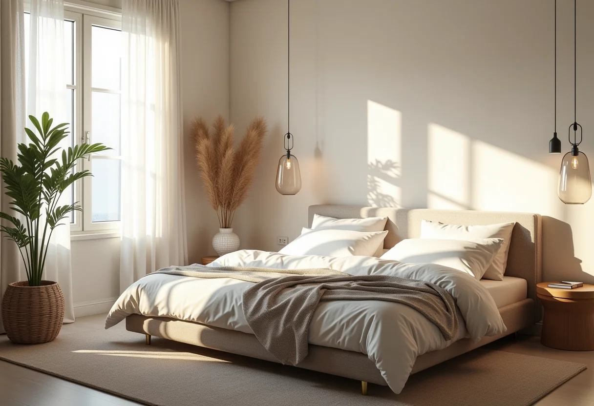 Quarto de visitas multifuncional com sofá-cama e decoração clean
