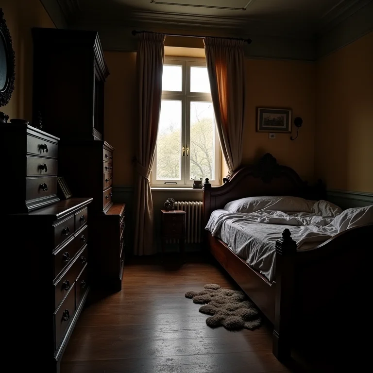 Quarto pequeno com excesso de móveis volumosos