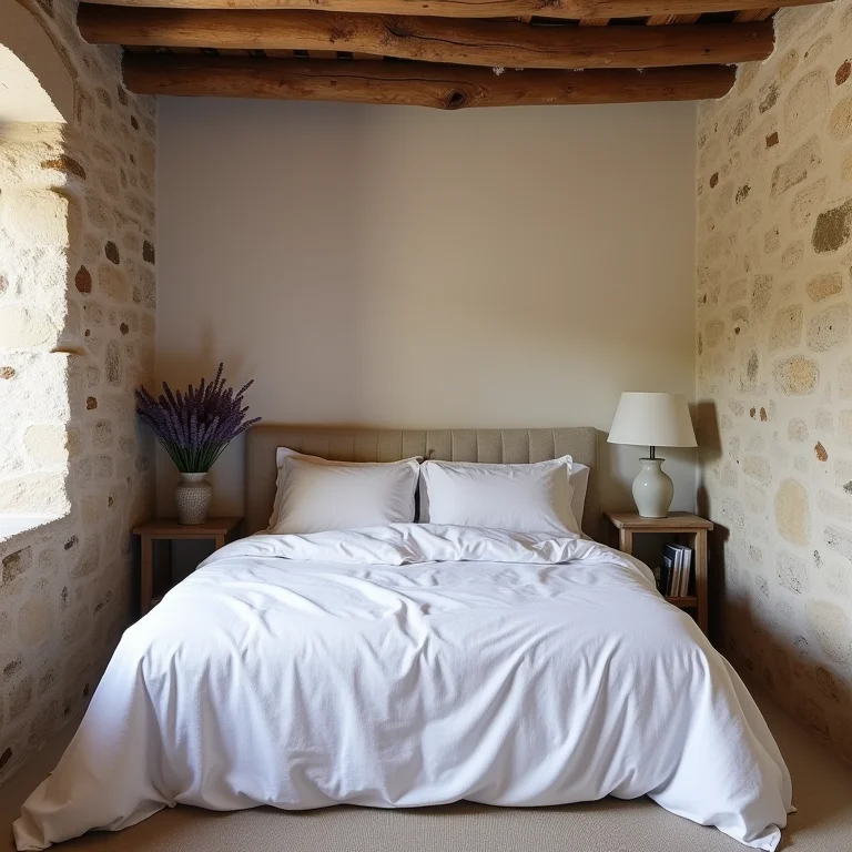 Quarto rústico em uma fazenda provençal