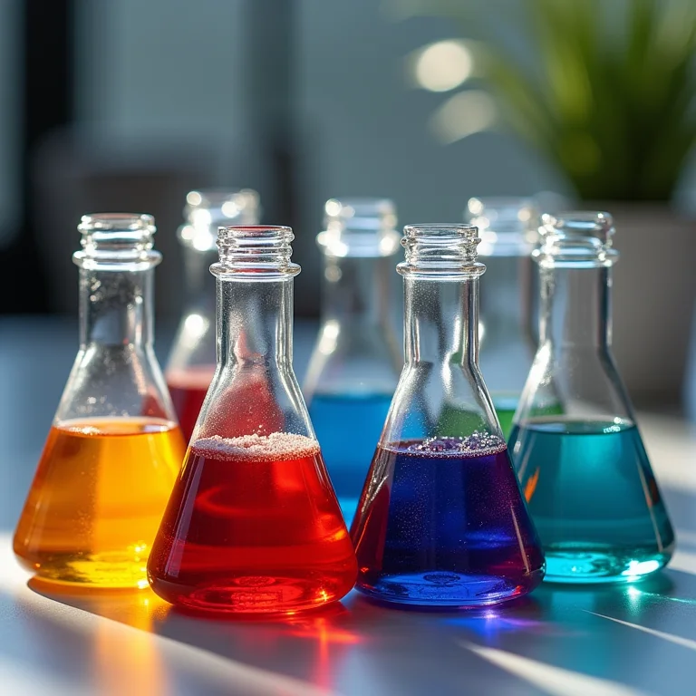 Resina epóxi colorida em diferentes recipientes de vidro