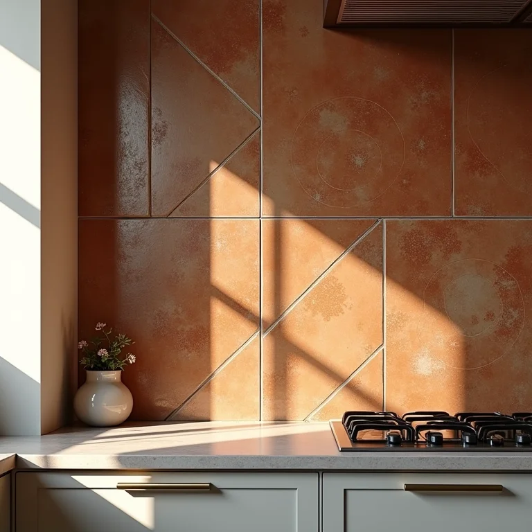 Revestimento de ladrilho hidráulico em cozinha vintage